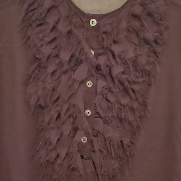 Purple Ruffle transparent long sleeved blouse - Picture 2 of 5